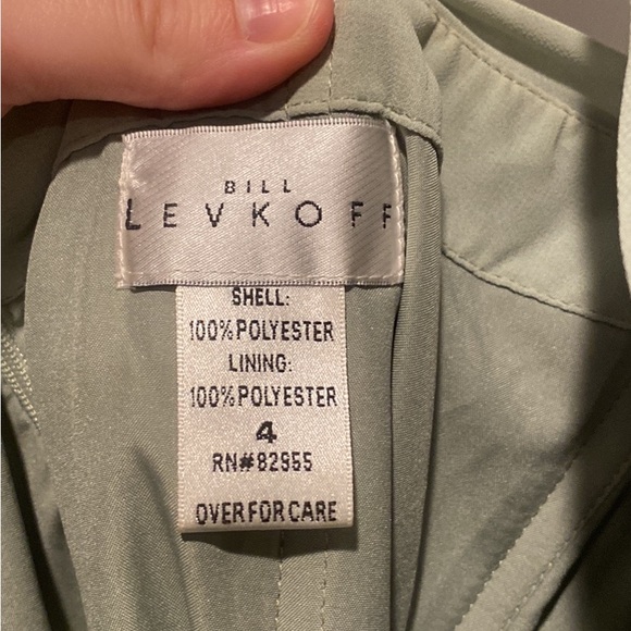 Bill Levkoff Sage Green Off Shoulder Bridesmaid Dress Size 4 - Picture 3 of 4